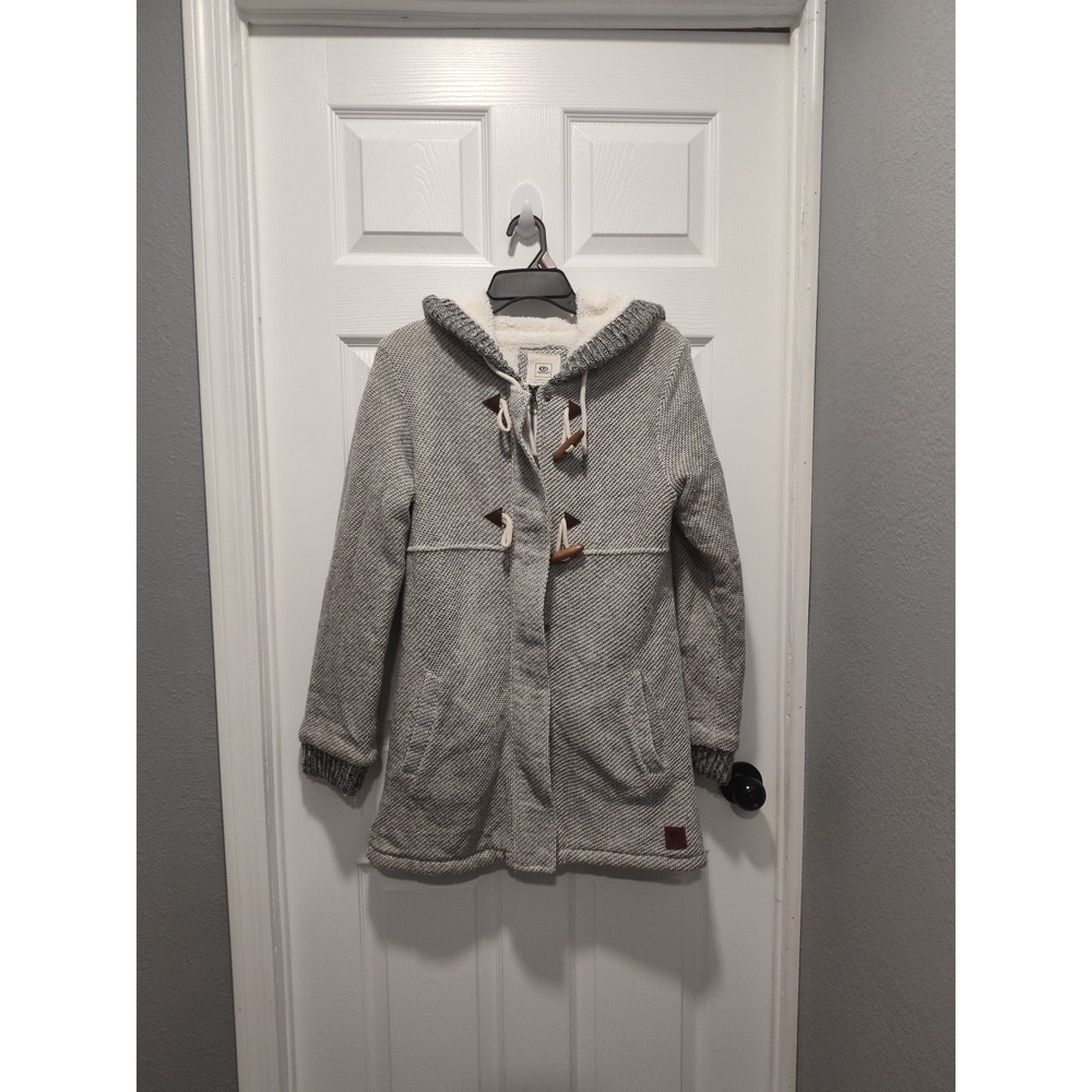 Rip Curl Penny Longline Fleece Lined Jacket Small Gray Hoodie Full Zip Cozy Warm - Picture 12 of 12